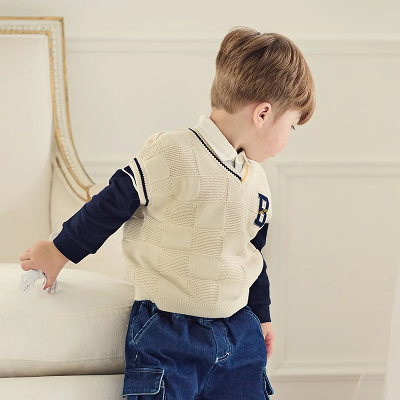 Dave Bella Kid Boys Long-Sleeved T-Shirt Children's Top Boys Polo Shirt Spring Autumn Children's School Clothes DB3241636