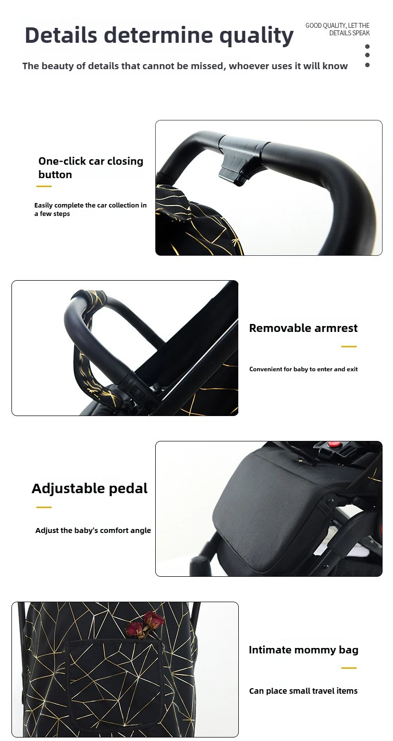 Twin Baby Stroller High View Detachable Stroller Foldable and Lightweight Stroller with Sitting and Lying Function