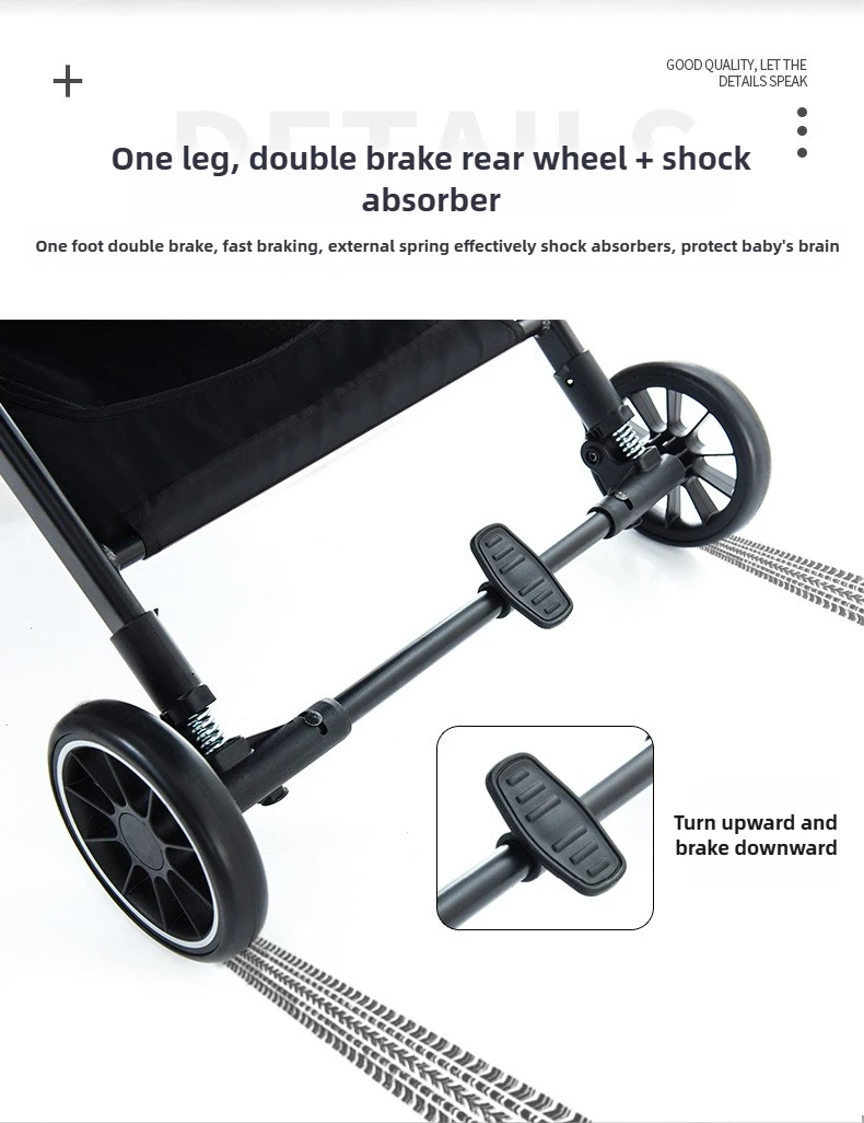Twin Baby Stroller High View Detachable Stroller Foldable and Lightweight Stroller with Sitting and Lying Function