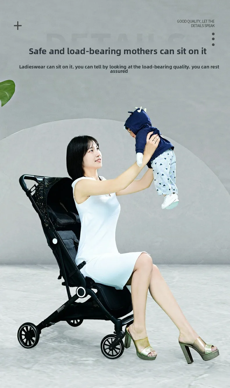 Twin Baby Stroller High View Detachable Stroller Foldable and Lightweight Stroller with Sitting and Lying Function