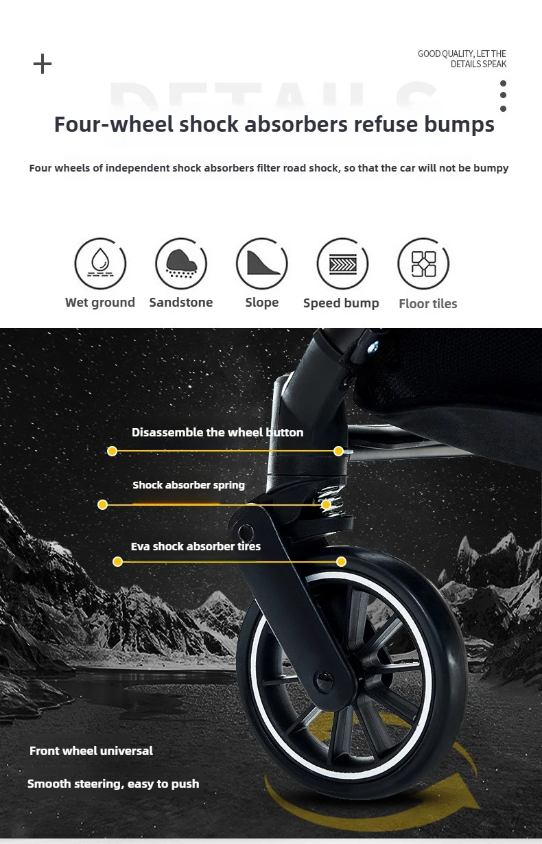 Twin Baby Stroller High View Detachable Stroller Foldable and Lightweight Stroller with Sitting and Lying Function
