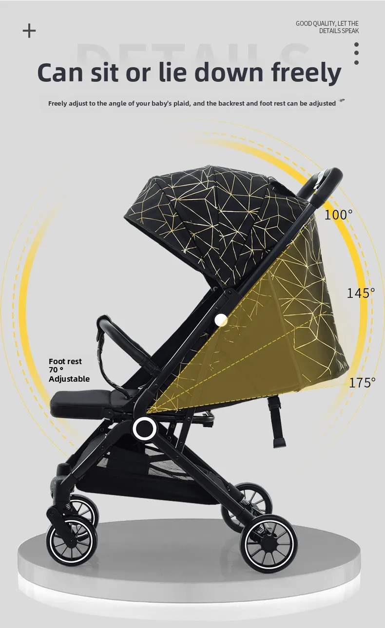 Twin Baby Stroller High View Detachable Stroller Foldable and Lightweight Stroller with Sitting and Lying Function