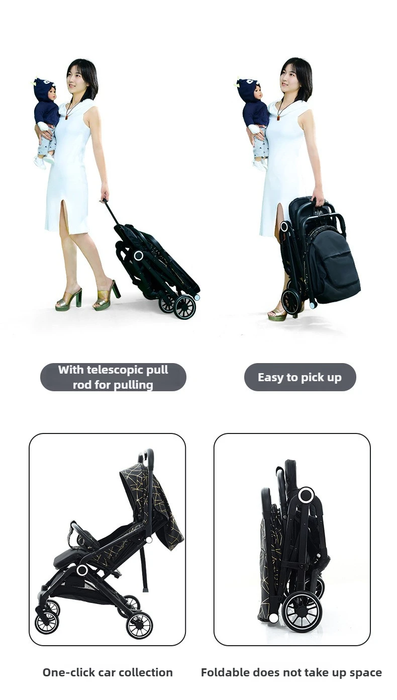 Twin Baby Stroller High View Detachable Stroller Foldable and Lightweight Stroller with Sitting and Lying Function