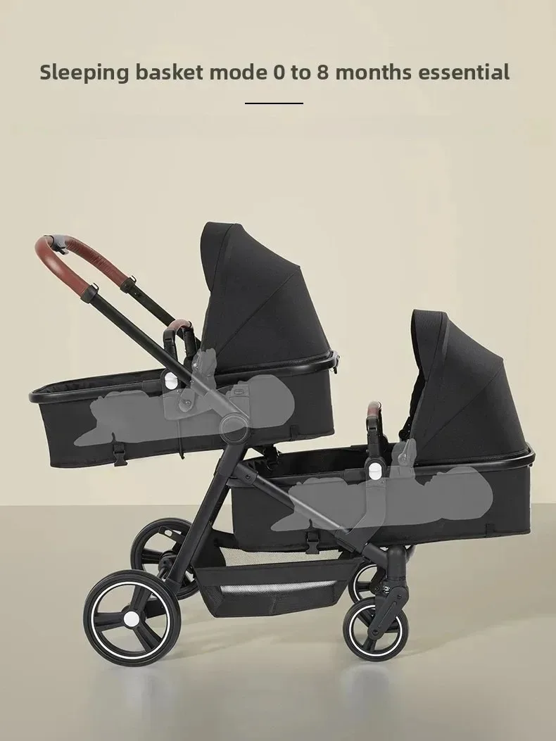 EU STOCK Twin Stroller with Car Seats. Can Be Taken on Board An Airplane. , Can Be Disassembled Into A Lightweight Baby Stroller