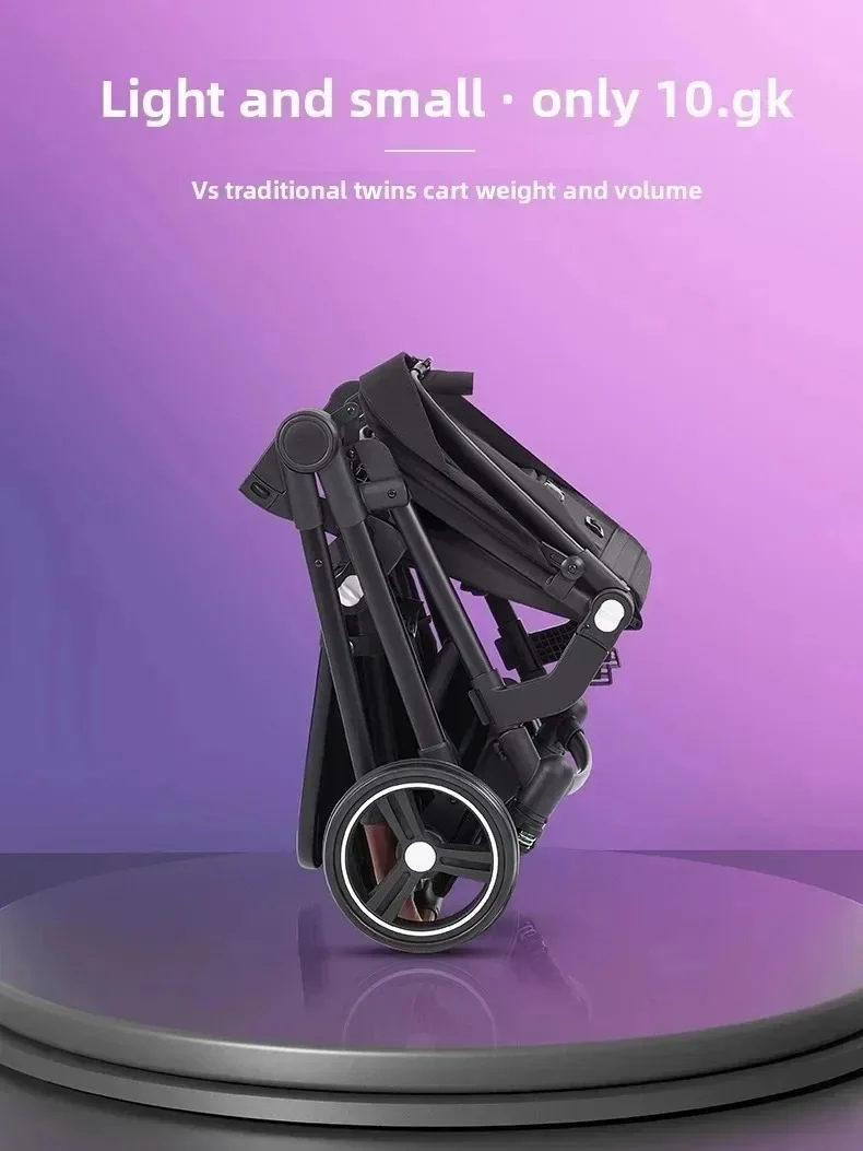 EU STOCK Twin Stroller with Car Seats. Can Be Taken on Board An Airplane. , Can Be Disassembled Into A Lightweight Baby Stroller