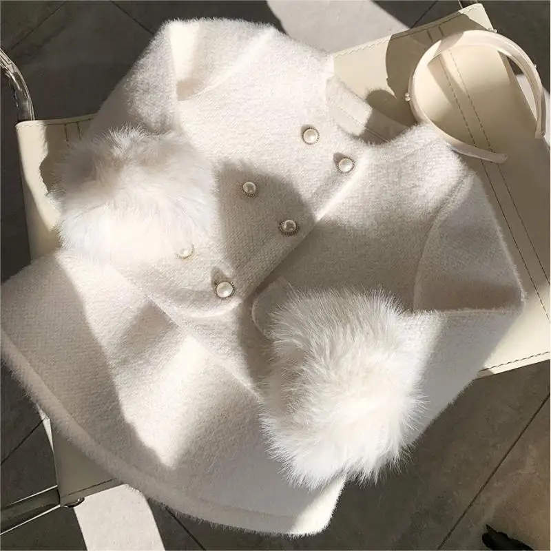 Fashion Baby Girl Princess Cotton Clothing Set Long Sleeve Fur Jacket+Skirt 2PCS Infant Toddler Child Elegant Baby Clothes 1-14Y