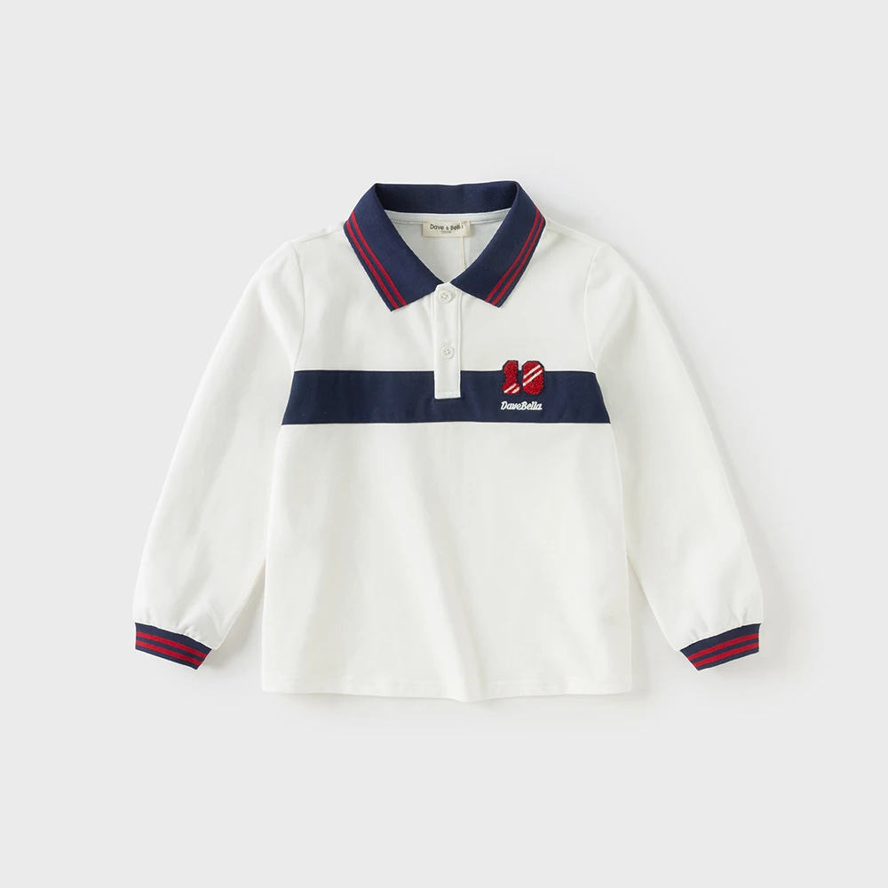 Dave Bella Boys Spring Autumn Polo T-shirt Casual Long Sleeve Cotton T-shirt Kids Outdoor Shirt Top Children Clothes DK3253258