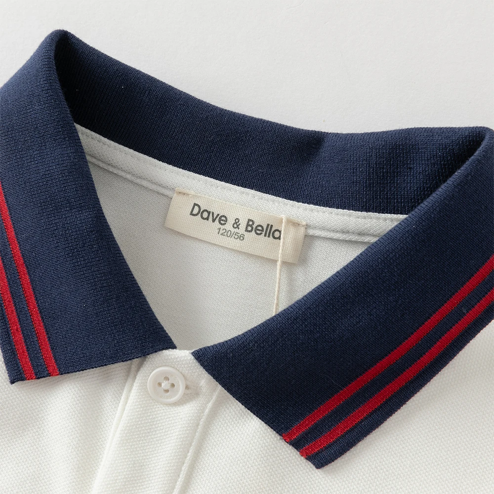 Dave Bella Boys Spring Autumn Polo T-shirt Casual Long Sleeve Cotton T-shirt Kids Outdoor Shirt Top Children Clothes DK3253258
