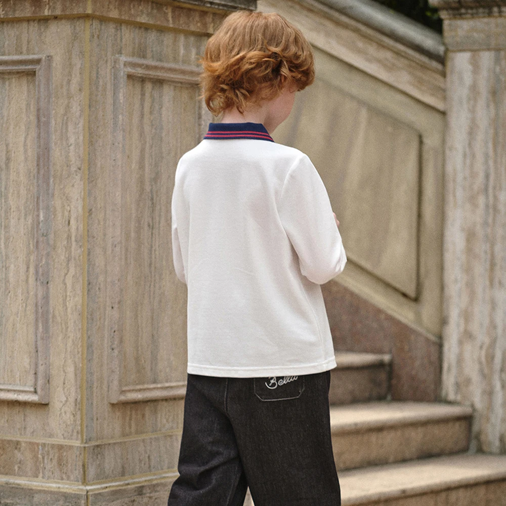 Dave Bella Boys Spring Autumn Polo T-shirt Casual Long Sleeve Cotton T-shirt Kids Outdoor Shirt Top Children Clothes DK3253258