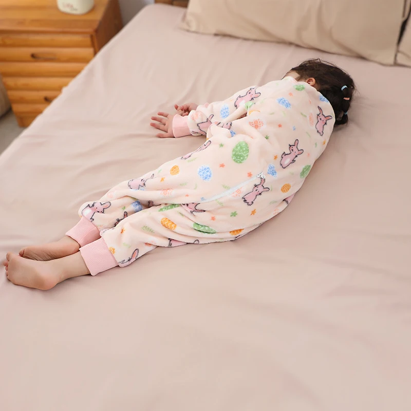 MICHLEY Baby Sleeping Bag Flannel Children Pajamas Warm Winter Clothes Toddler Sack Sleepsack Bedding For Girls Boys Kids 1-6T