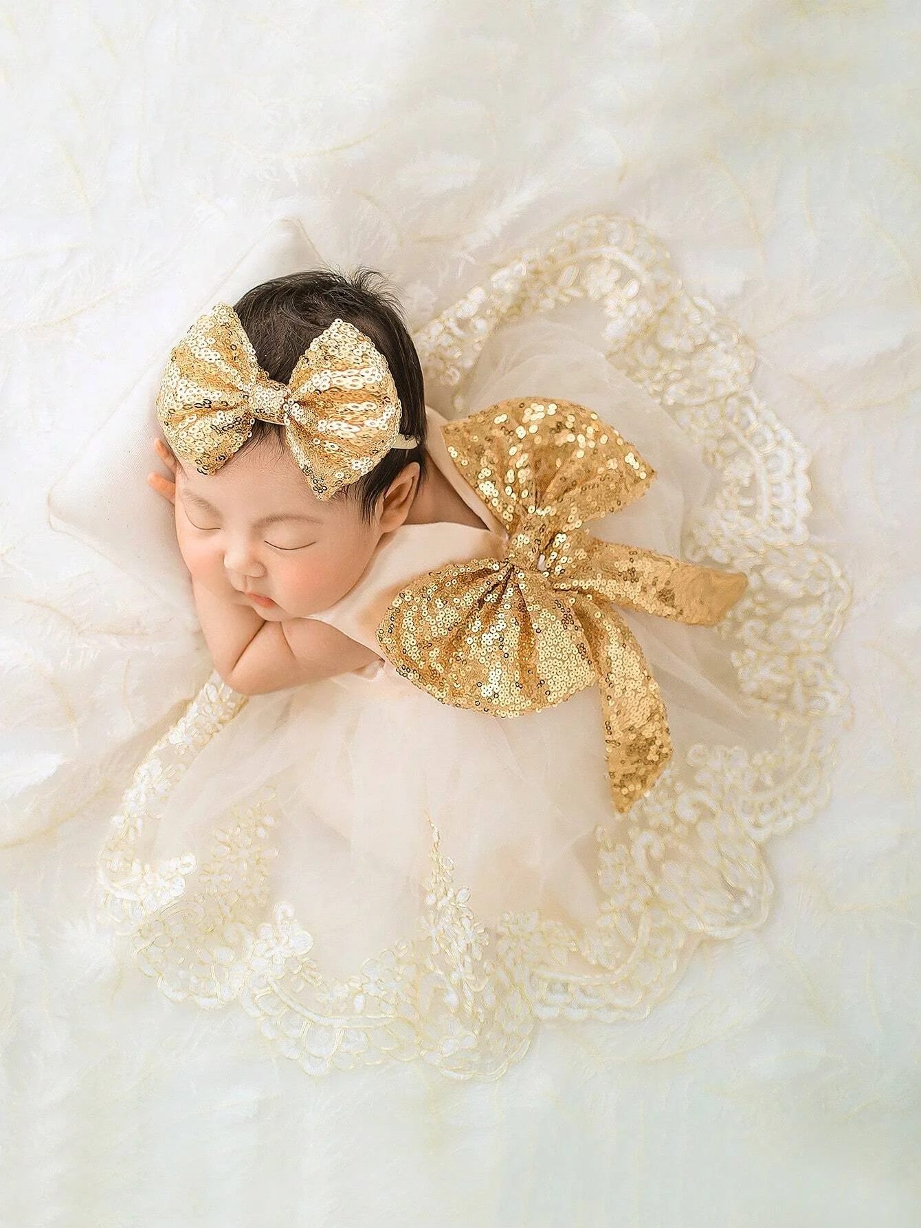 2pcs Newborn Photography Clothing Set Baby Girls' Princess Embroidered Mesh Dress Bowknot Lace Princess Skirt For Photo Shoot