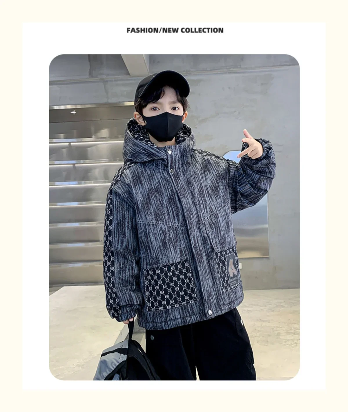 Winter Teenager Boy Thicken Jacket Coat Kids Coats Big Boy Patchwork Clothes Outerwear Fleece Boys Coats Kids Boys Cotton Parkas