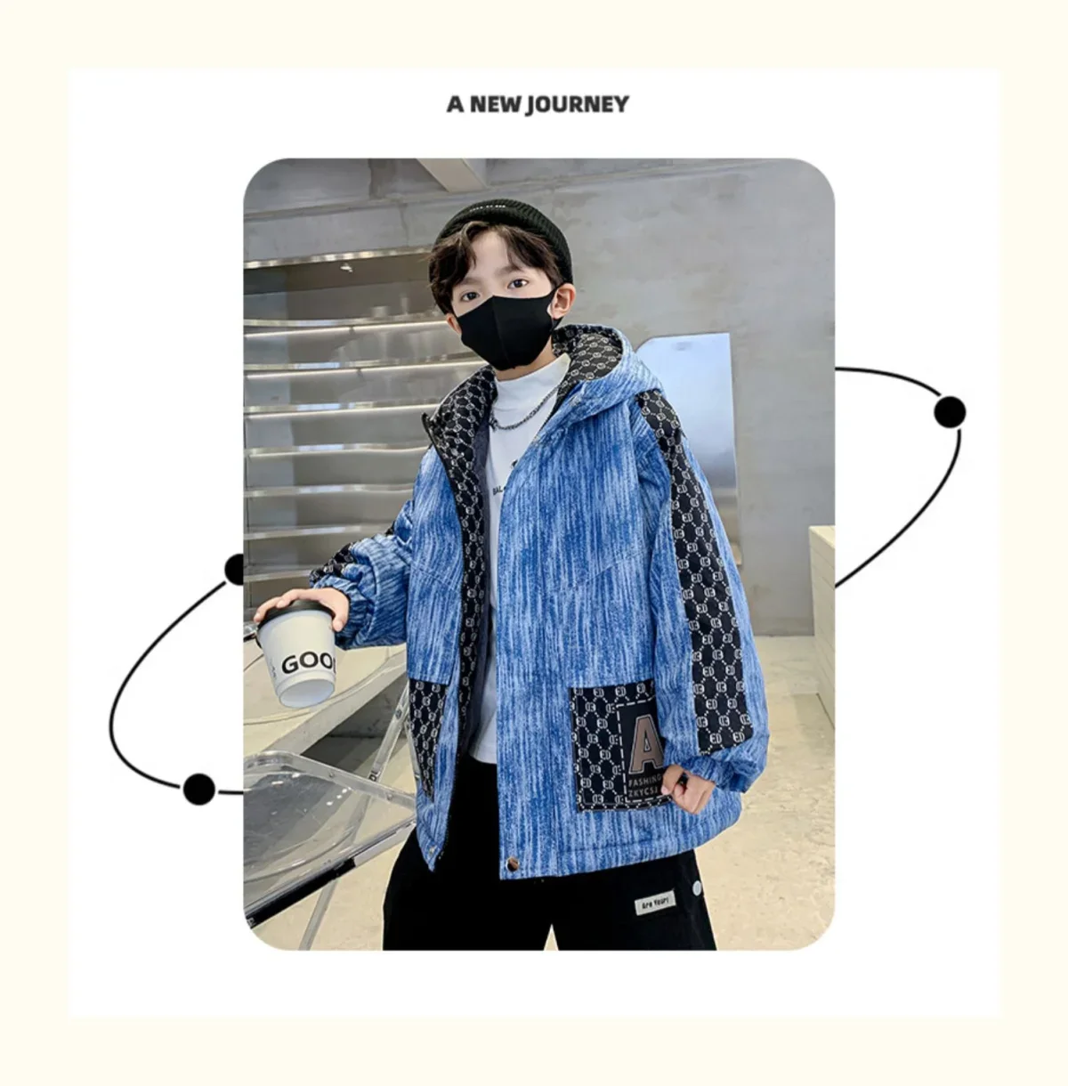 Winter Teenager Boy Thicken Jacket Coat Kids Coats Big Boy Patchwork Clothes Outerwear Fleece Boys Coats Kids Boys Cotton Parkas