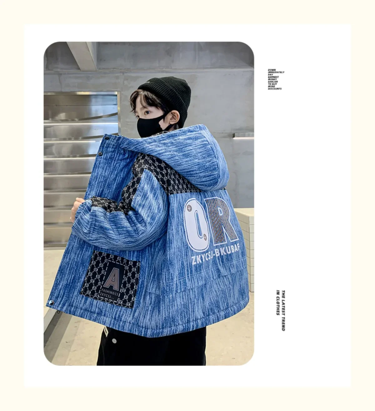 Winter Teenager Boy Thicken Jacket Coat Kids Coats Big Boy Patchwork Clothes Outerwear Fleece Boys Coats Kids Boys Cotton Parkas