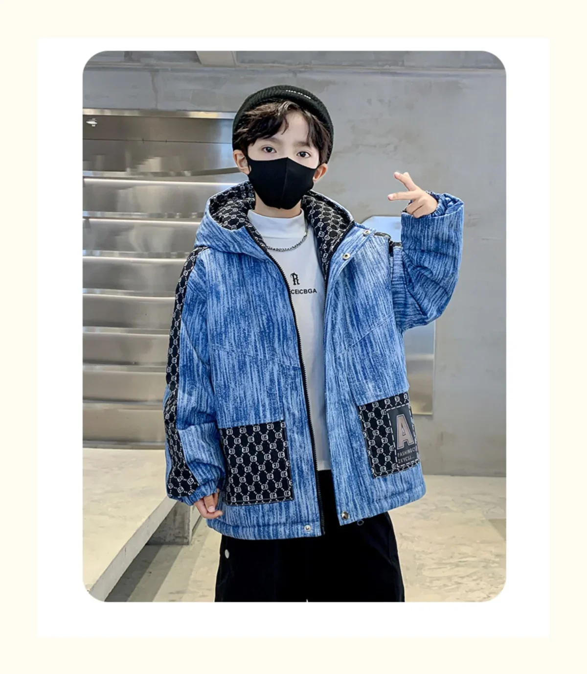 Winter Teenager Boy Thicken Jacket Coat Kids Coats Big Boy Patchwork Clothes Outerwear Fleece Boys Coats Kids Boys Cotton Parkas