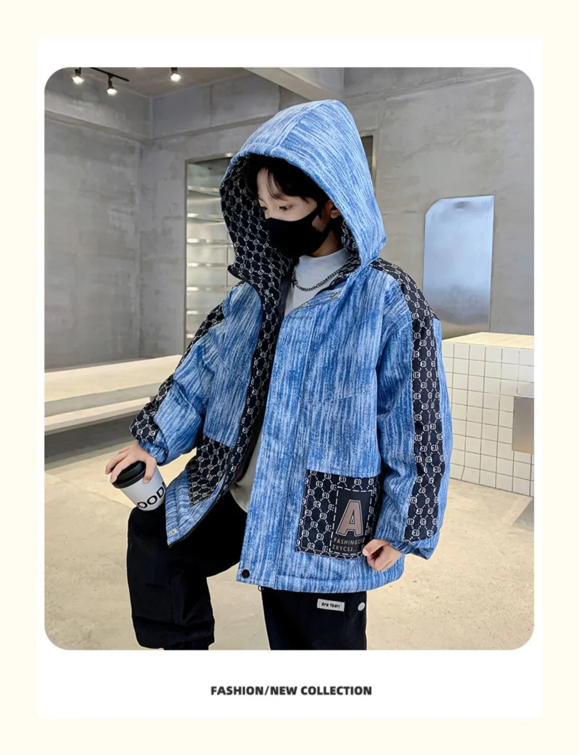 Winter Teenager Boy Thicken Jacket Coat Kids Coats Big Boy Patchwork Clothes Outerwear Fleece Boys Coats Kids Boys Cotton Parkas
