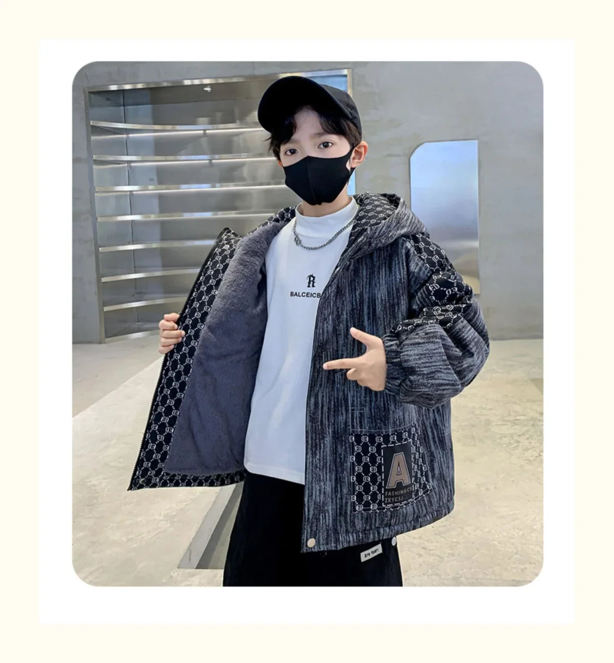 Winter Teenager Boy Thicken Jacket Coat Kids Coats Big Boy Patchwork Clothes Outerwear Fleece Boys Coats Kids Boys Cotton Parkas