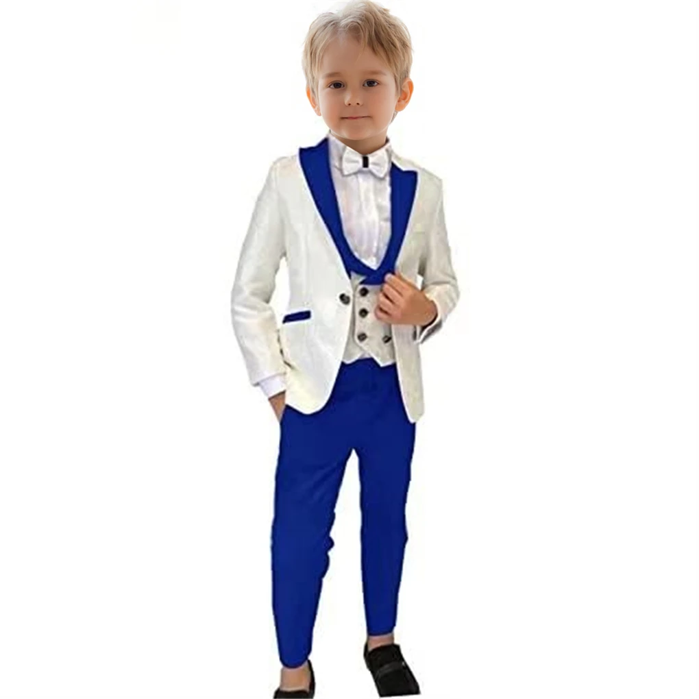 Formal Boy's 3-Piece Suit Set (Jacket+Vest+Pants) Paisley Slim Fit Classy Kids Tuxedo Toddler Dresswear Wedding Ring Bearer