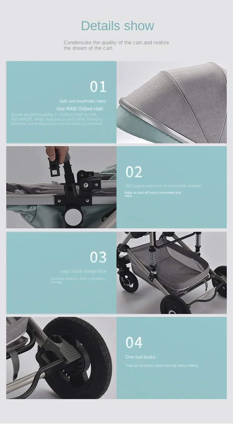 3 in 1 baby stroller Luxury High Landscape baby pram portable baby pushchair multifunctional Newborn Carriage double faced
