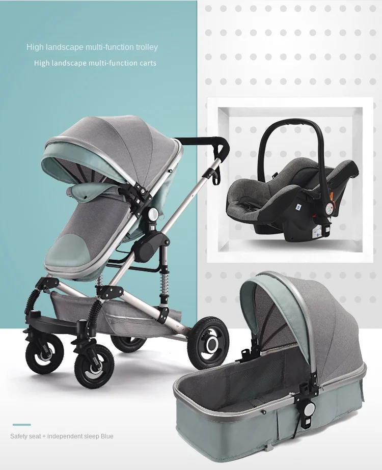 3 in 1 baby stroller Luxury High Landscape baby pram portable baby pushchair multifunctional Newborn Carriage double faced