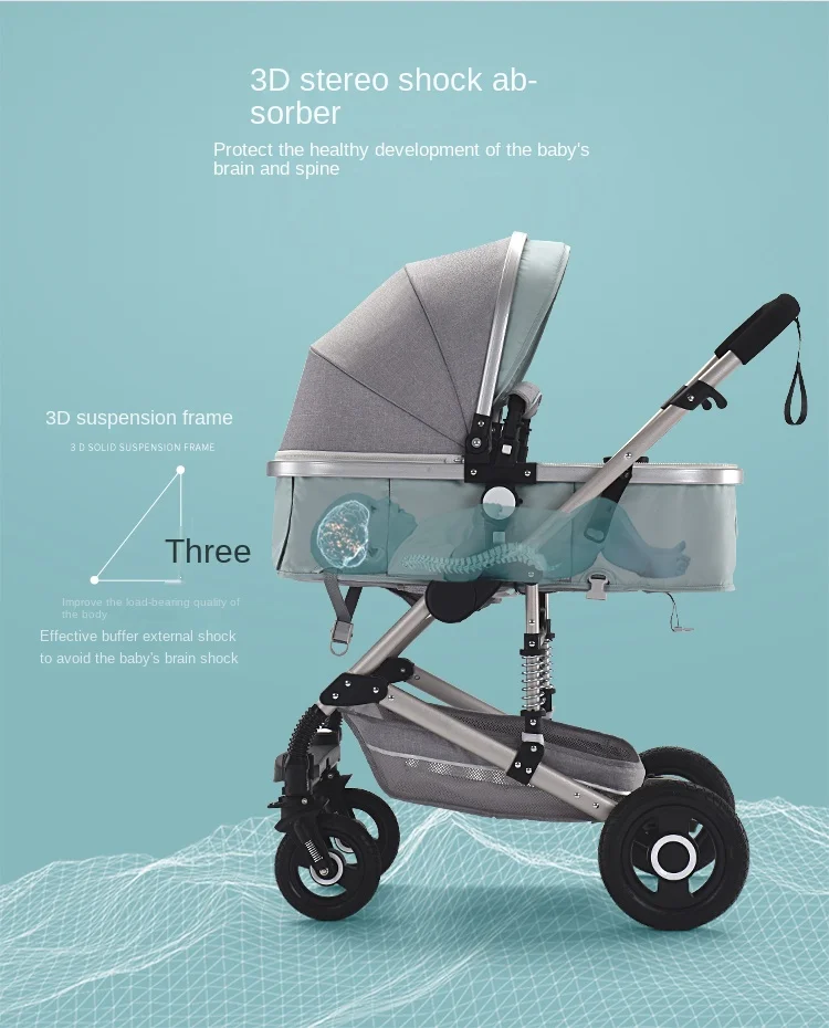 3 in 1 baby stroller Luxury High Landscape baby pram portable baby pushchair multifunctional Newborn Carriage double faced
