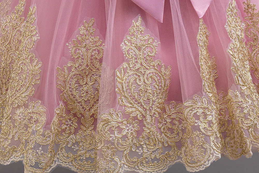 Girls Big Bow Tail Princess Dress Fashion Embroidery Baby Birthday Dress Wedding Flower Girl Dress Elegant Stage Show Host Dress