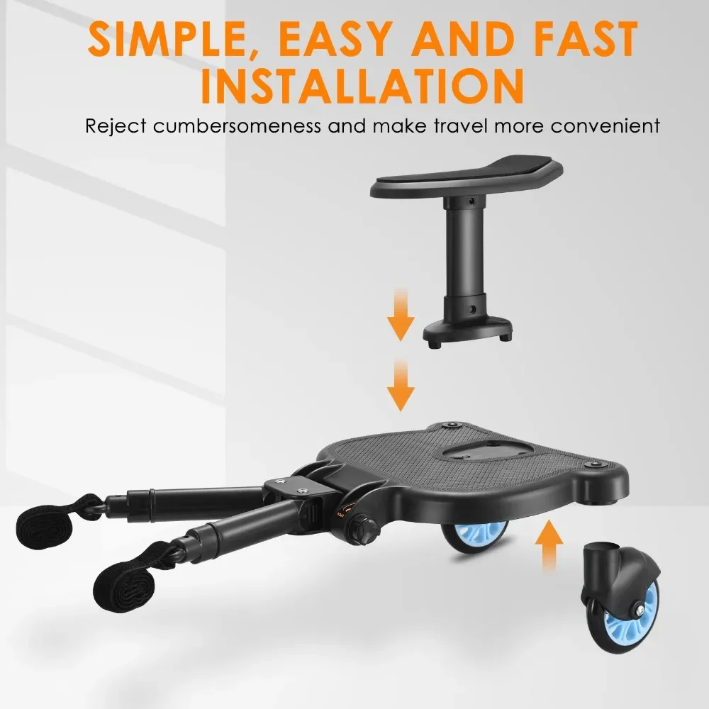 Universal Strollers Step Board Adapter with Seat Second Child Jogger Twins Scooter Baby Pram Hitchhiker Bumper