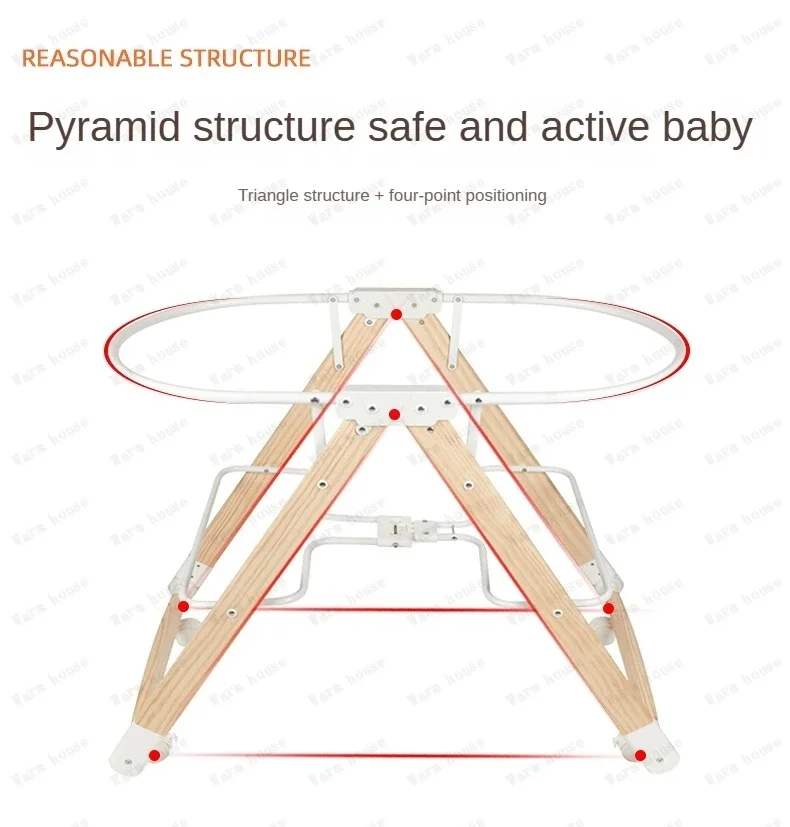 Movable Solid Wood Baby Crib  Portable Newborn Home Baby Cradle Bed Foldable Twin Rocking Bed Baby Soothing Rocking Bed
