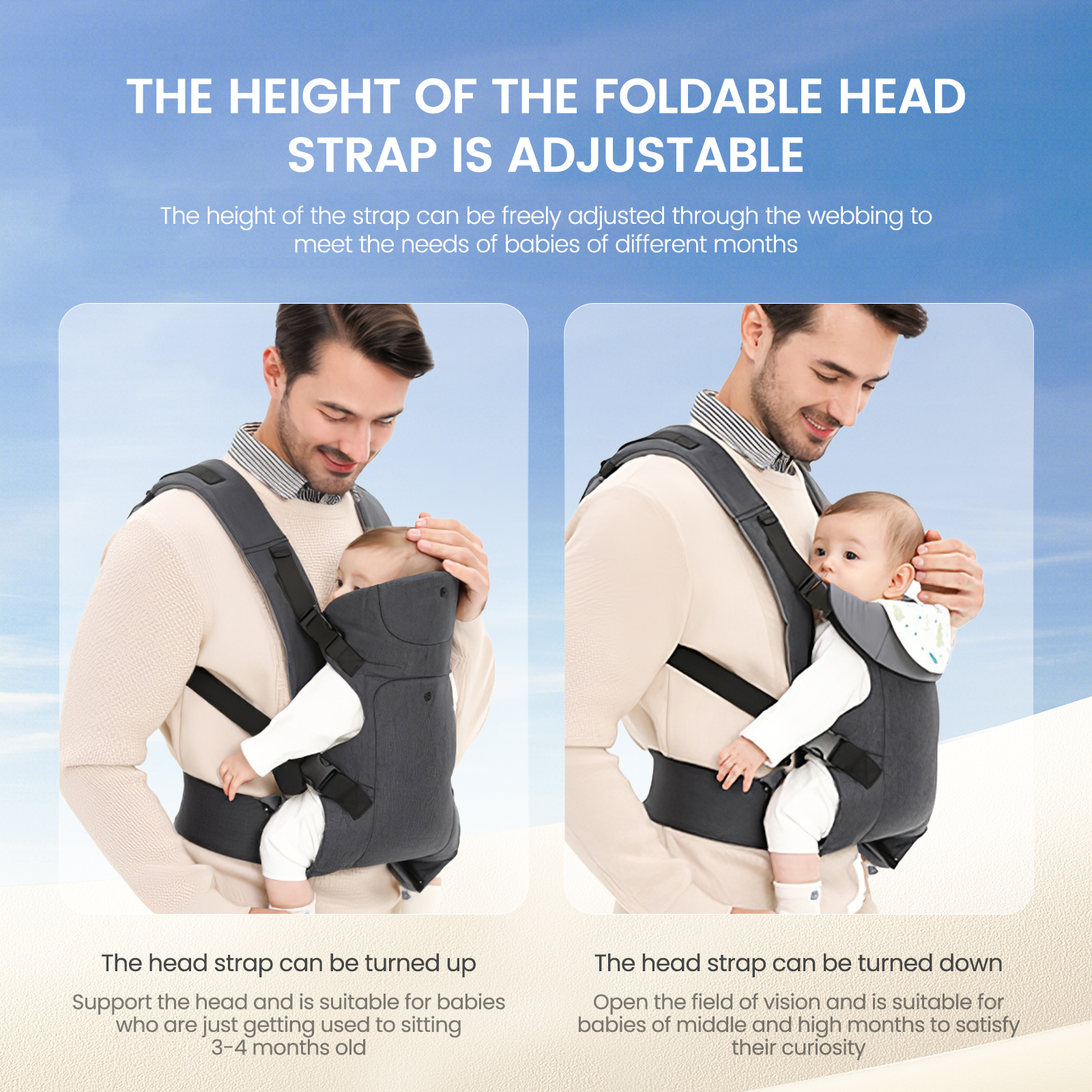Baby Carrier for Newborns Baby Ergonomic for Toddlers Adjustable Hip Strap Shoulder Strap Front and Back Carry for 1-36 Months