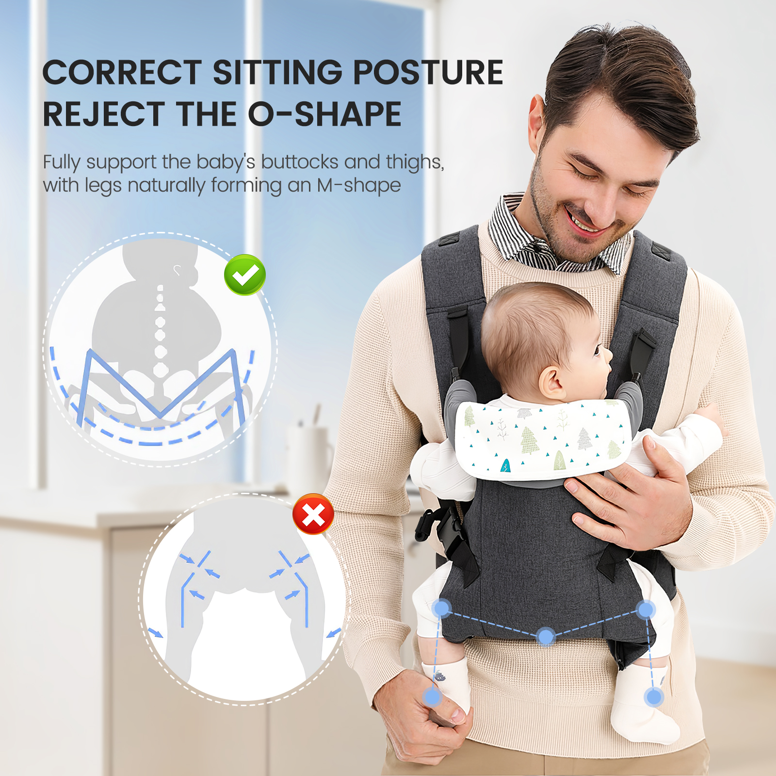 Baby Carrier for Newborns Baby Ergonomic for Toddlers Adjustable Hip Strap Shoulder Strap Front and Back Carry for 1-36 Months
