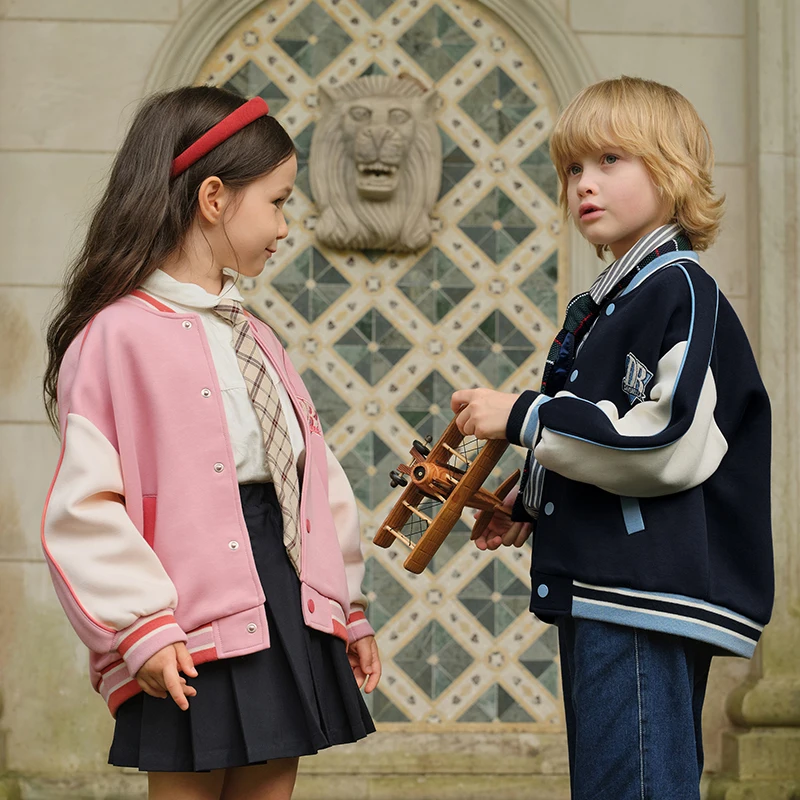 Dave Bella Spring Autumn New Boys Girls Jacket Cartoon Letter Print Baseball Uniform Children Sports Outerwear DK3242166