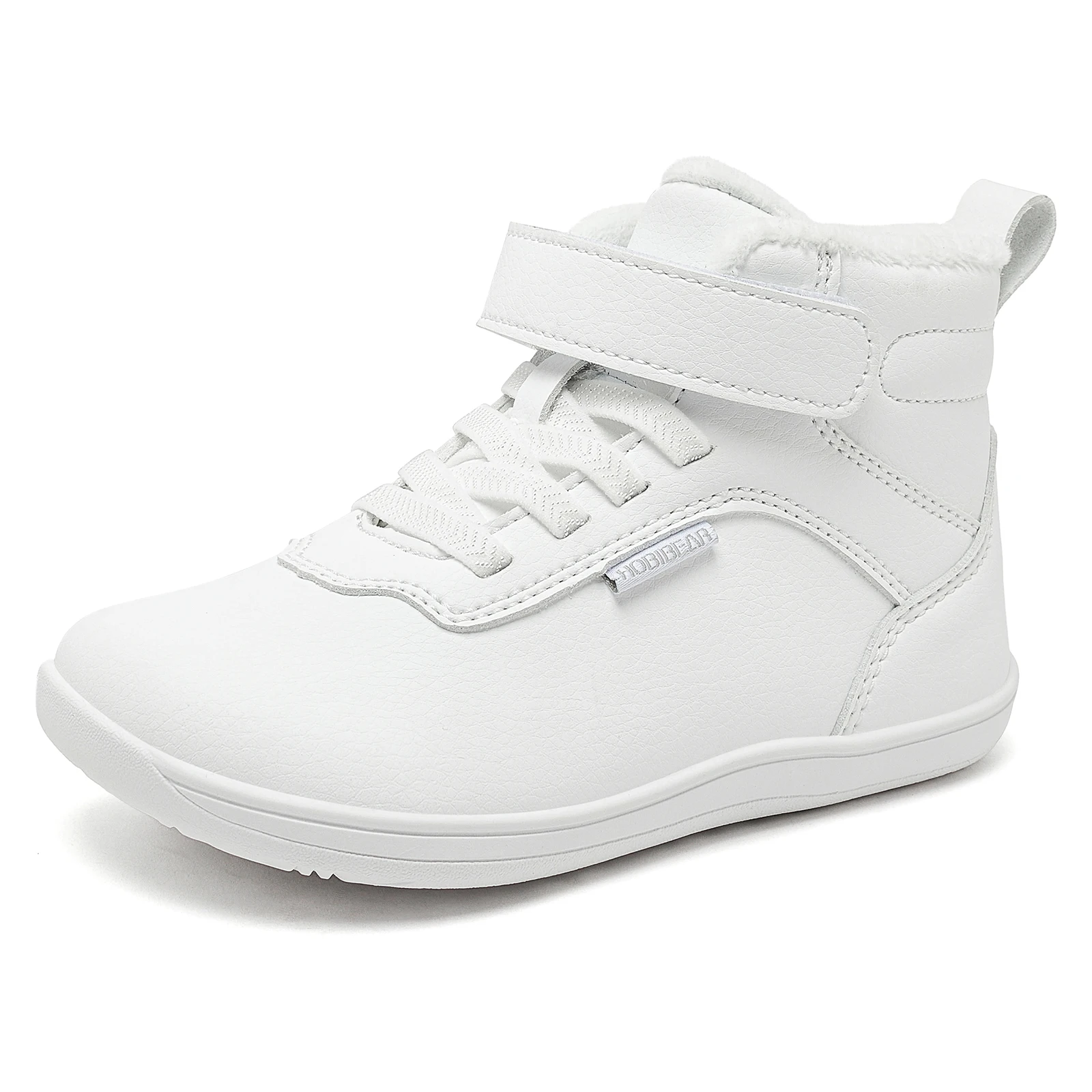 HOBIBEAR Kids Winter Barefoot Shoes Little/Big/Kid Wide Toe Box Warm Faux Fur Lined Ankle Hook-Loop Sneakers