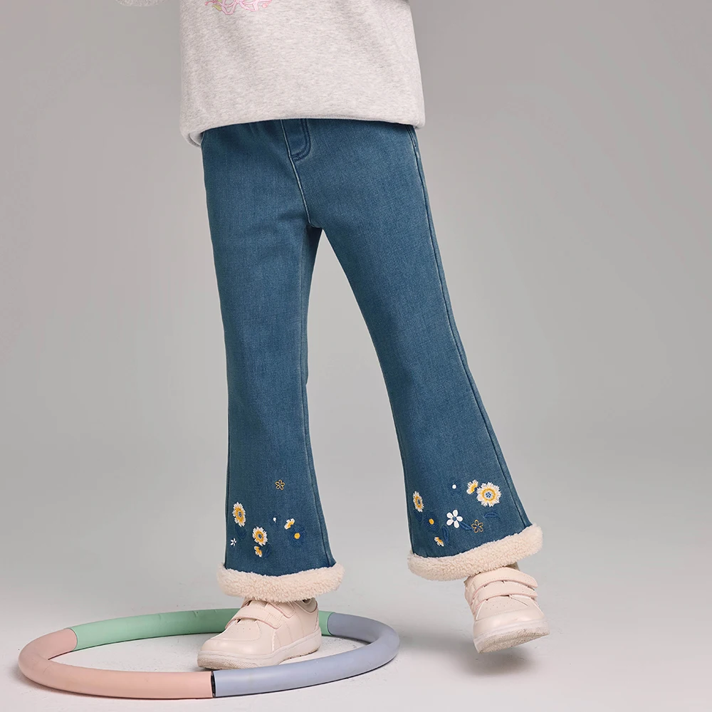 Dave Bella Girls Bootcut Velvet Jean Autumn Winter Children Loose Elastic Pants Jeans Outdoor Party Formal Trousers DK4253638