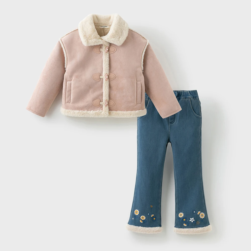 Dave Bella Girls Bootcut Velvet Jean Autumn Winter Children Loose Elastic Pants Jeans Outdoor Party Formal Trousers DK4253638