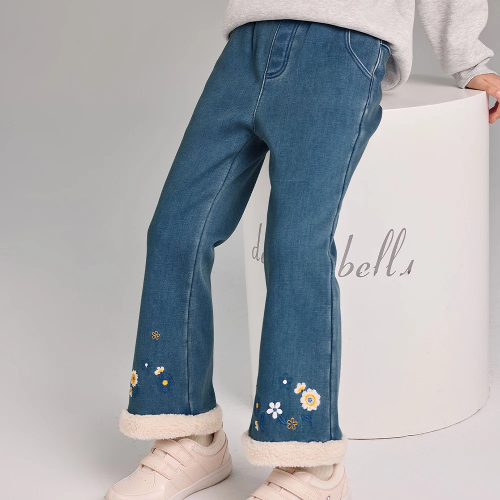 Dave Bella Girls Bootcut Velvet Jean Autumn Winter Children Loose Elastic Pants Jeans Outdoor Party Formal Trousers DK4253638