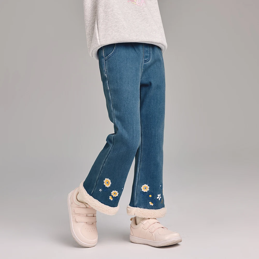 Dave Bella Girls Bootcut Velvet Jean Autumn Winter Children Loose Elastic Pants Jeans Outdoor Party Formal Trousers DK4253638