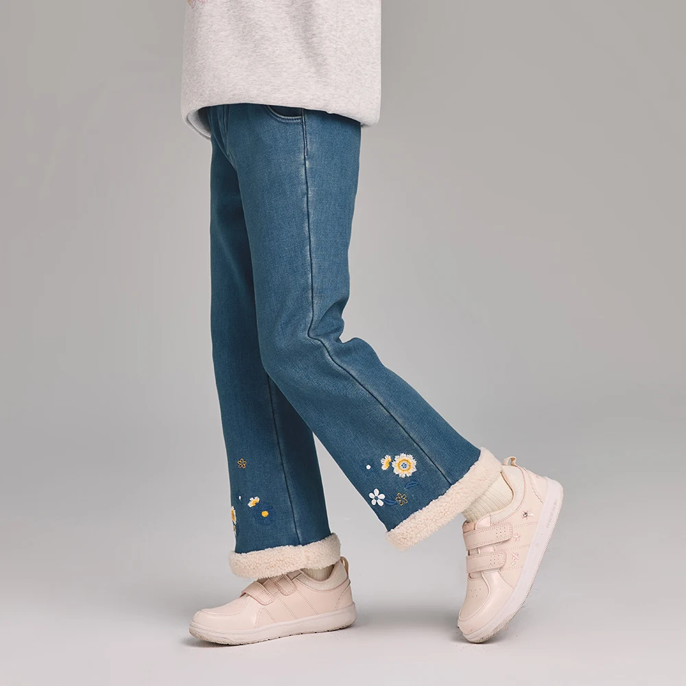 Dave Bella Girls Bootcut Velvet Jean Autumn Winter Children Loose Elastic Pants Jeans Outdoor Party Formal Trousers DK4253638