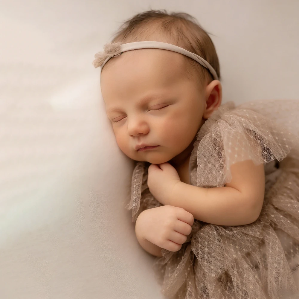 Newborn Photography Outfit Lace Tulle Romper Baby Girl Photo Shoot Props Soft Vintage Newborn Photo Costume 0-3 Months