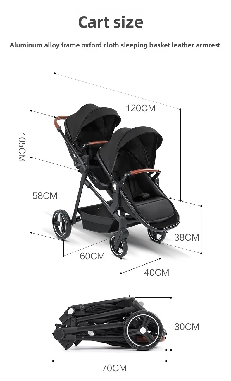 Twin Stroller with Car Seats. Can Be Taken on Board An Airplane. , Can Be Disassembled Into A Lightweight Baby Stroller