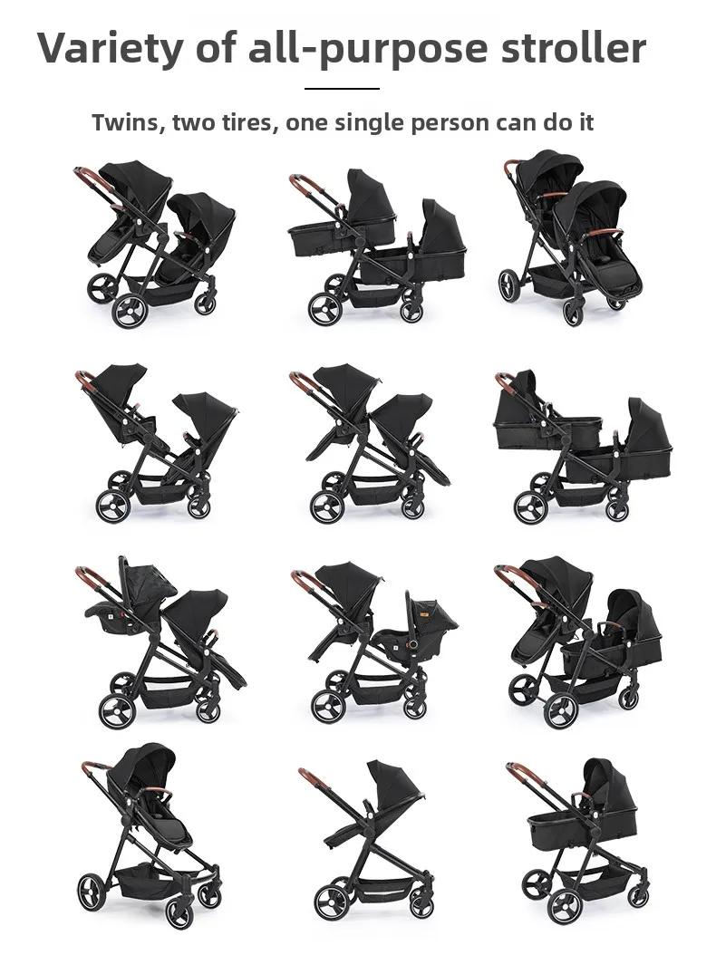 Twin Stroller with Car Seats. Can Be Taken on Board An Airplane. , Can Be Disassembled Into A Lightweight Baby Stroller