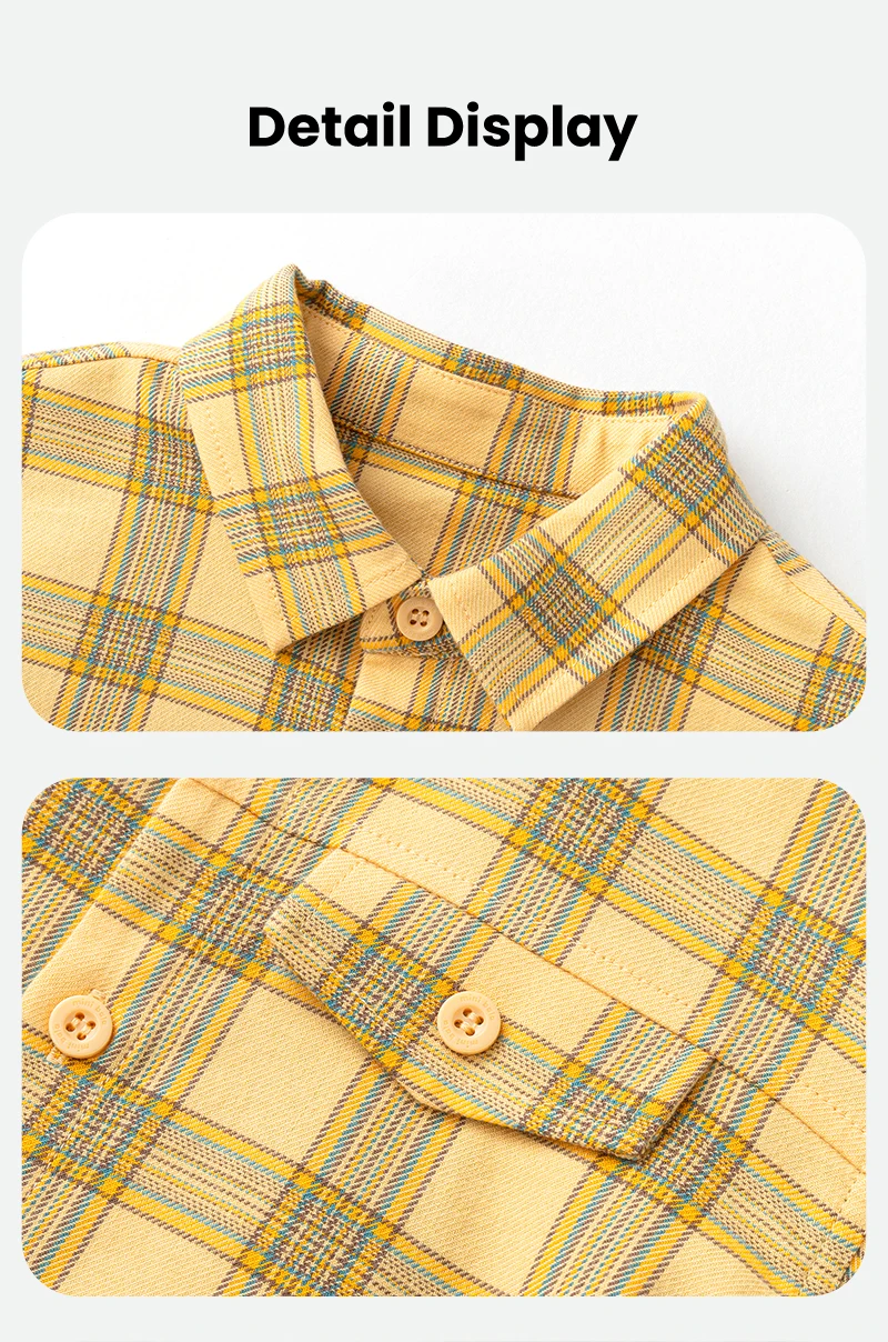 Mini Bala Boys' Long Sleeve Shirt 2025 New Product Loose, Versatile Plaid Soft Baby Top