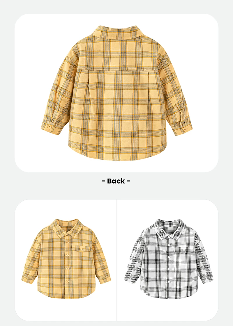 Mini Bala Boys' Long Sleeve Shirt 2025 New Product Loose, Versatile Plaid Soft Baby Top