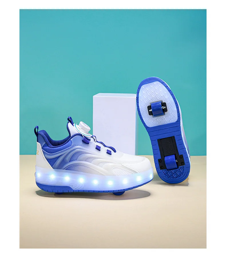 2 Wheels Children's Led Light Roller Skate Shoes Kids Boys Girls Glowing Sport Luminous Outdoor Sneakers Skateboard USB Charging