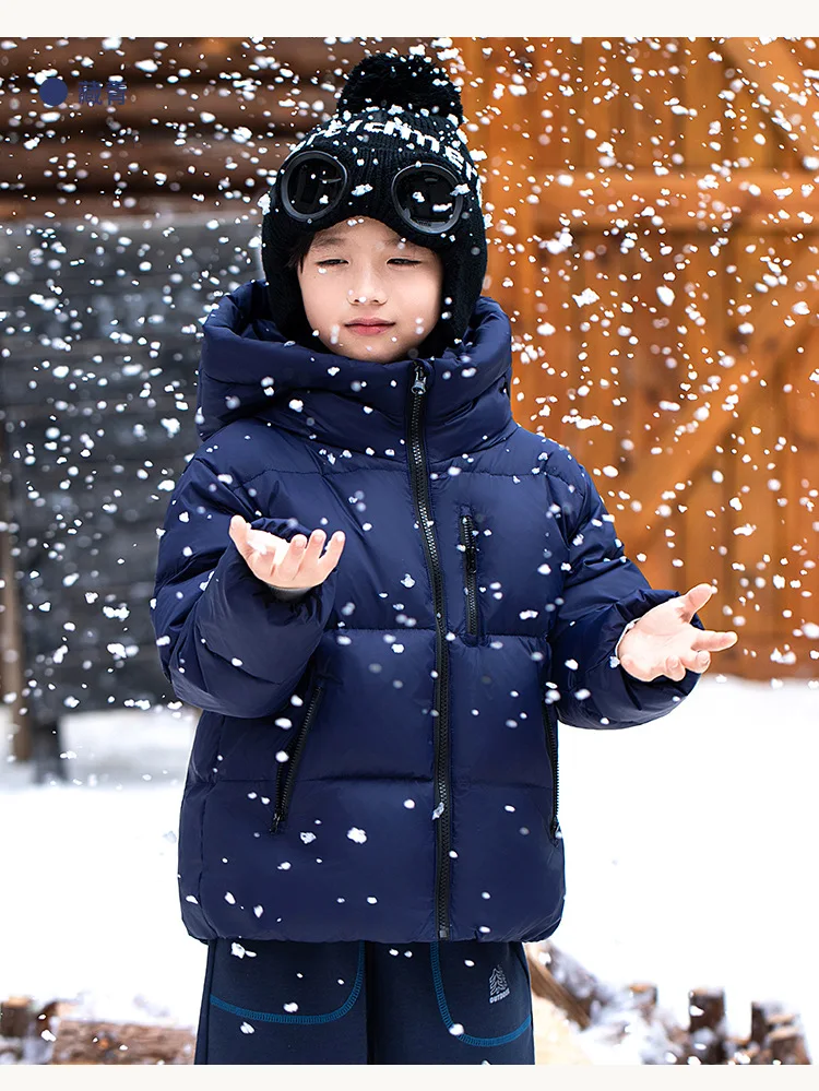 Children Boys Winter Duck Down Jackets Windproof Hooded Thick Warm Kids Boys Outerwear Coat Junior Boys Zipper Ski Coat Outfits
