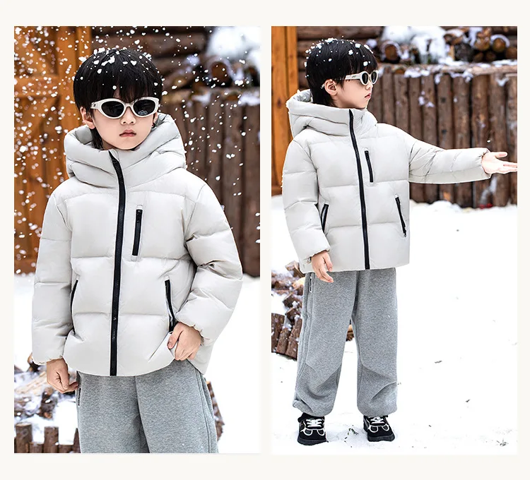 Children Boys Winter Duck Down Jackets Windproof Hooded Thick Warm Kids Boys Outerwear Coat Junior Boys Zipper Ski Coat Outfits
