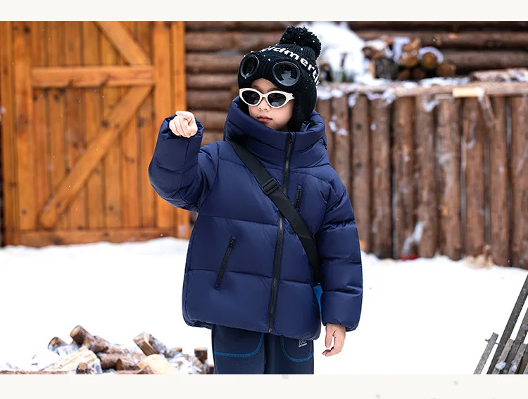 Children Boys Winter Duck Down Jackets Windproof Hooded Thick Warm Kids Boys Outerwear Coat Junior Boys Zipper Ski Coat Outfits