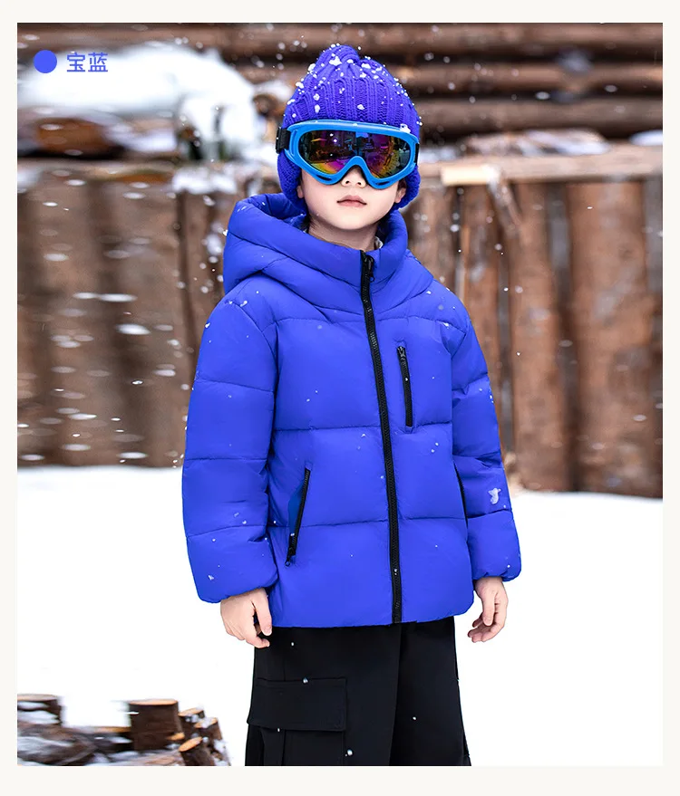 Children Boys Winter Duck Down Jackets Windproof Hooded Thick Warm Kids Boys Outerwear Coat Junior Boys Zipper Ski Coat Outfits