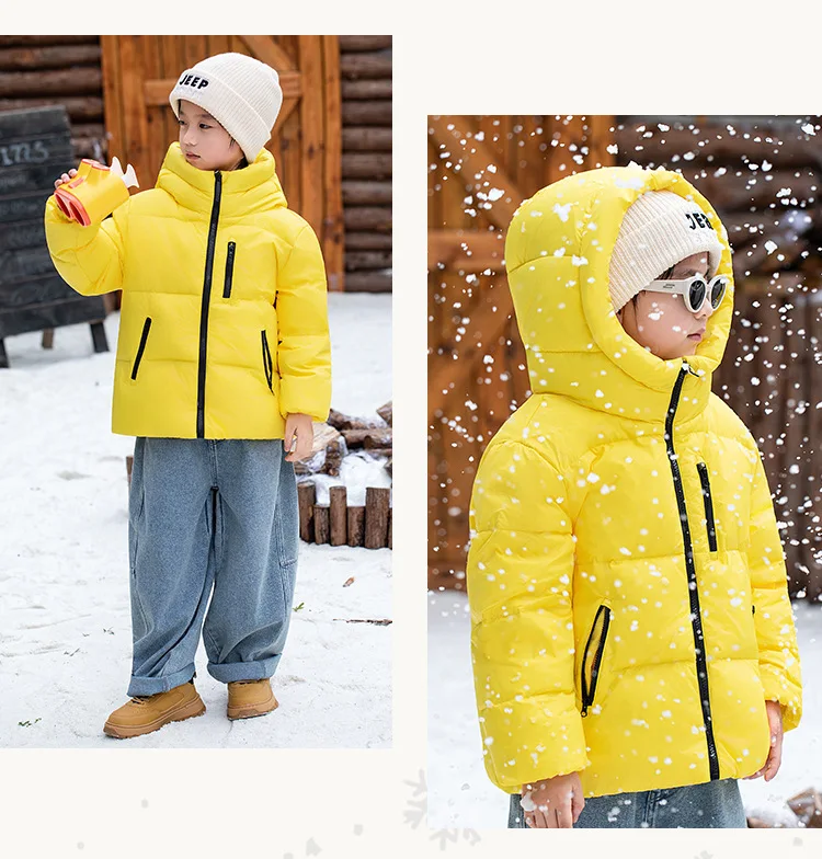 Children Boys Winter Duck Down Jackets Windproof Hooded Thick Warm Kids Boys Outerwear Coat Junior Boys Zipper Ski Coat Outfits