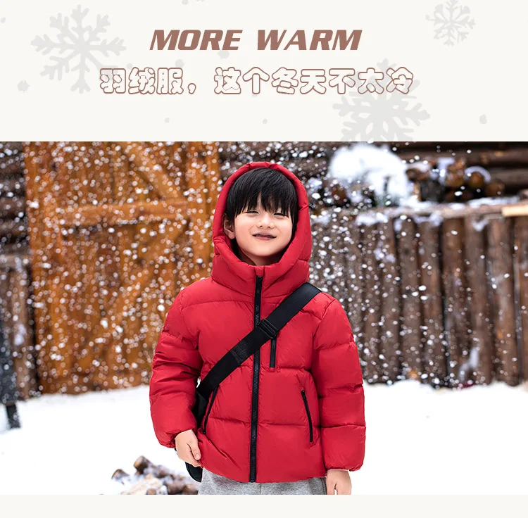 Children Boys Winter Duck Down Jackets Windproof Hooded Thick Warm Kids Boys Outerwear Coat Junior Boys Zipper Ski Coat Outfits