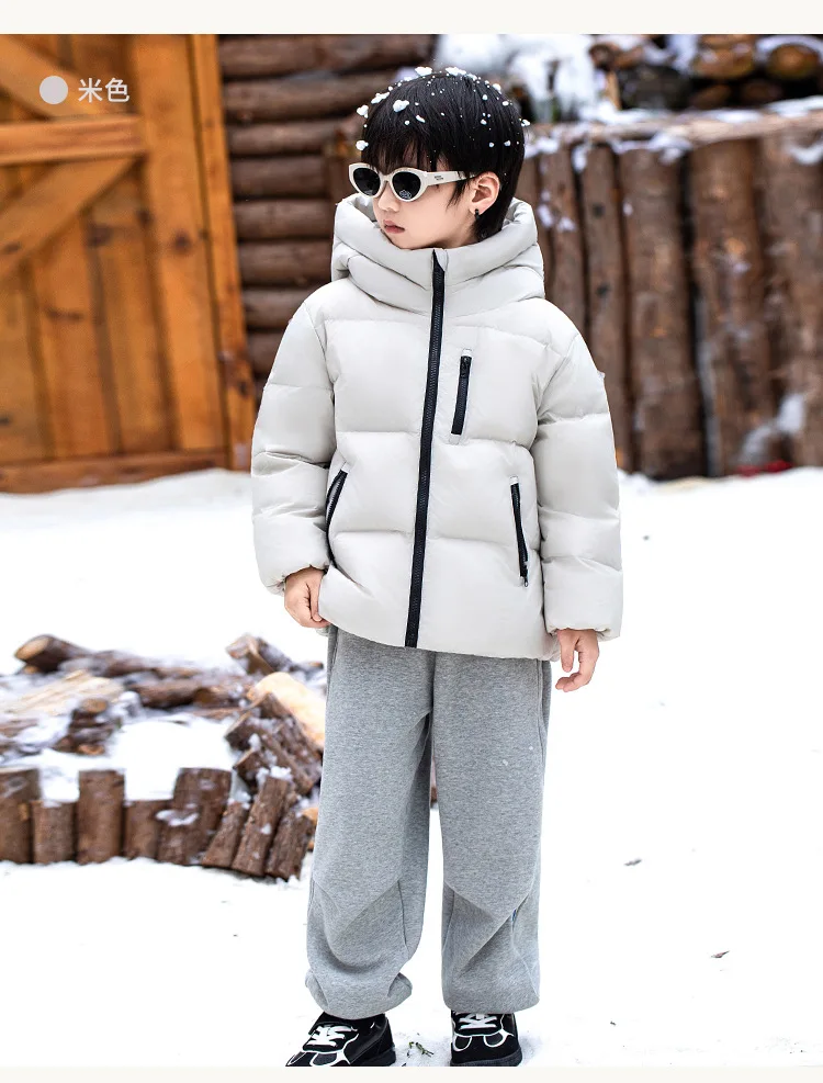 Children Boys Winter Duck Down Jackets Windproof Hooded Thick Warm Kids Boys Outerwear Coat Junior Boys Zipper Ski Coat Outfits